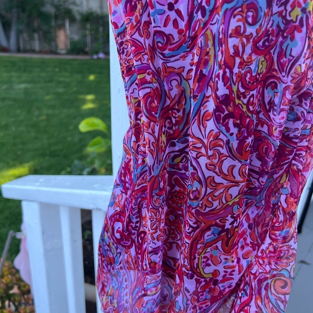 Ralph Lauren Pink and Red One-Piece Swimsuit with Gathered Front - Picture 2 of 11